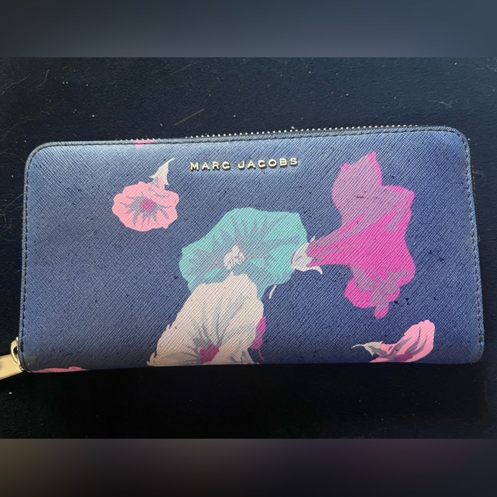 Marc Jacobs Blue and Pink Floral Wallet